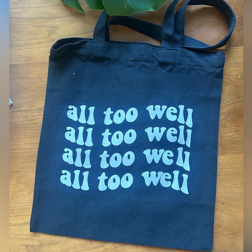 Taylor Swift All Too Well black and white canvas tote